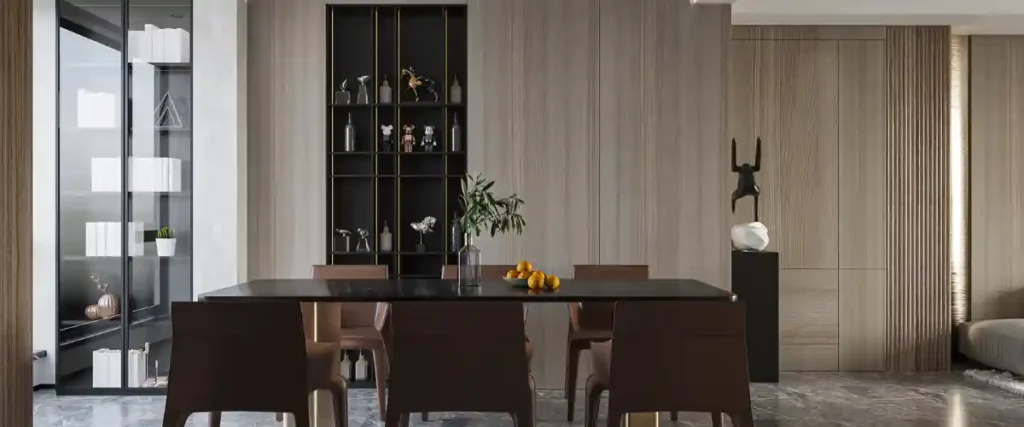 Fluted wood dining table modern