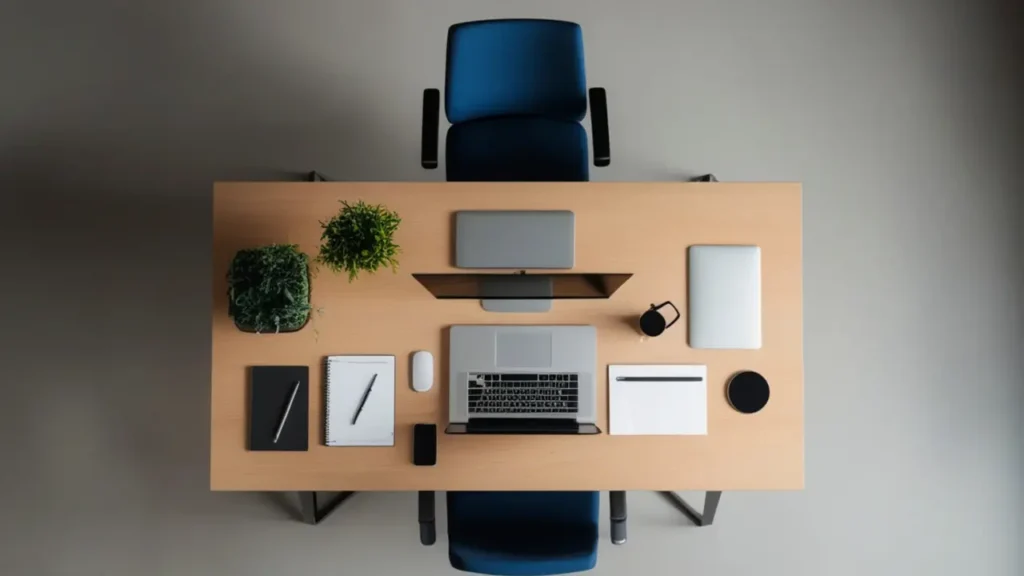 Minimalist floating desk setup